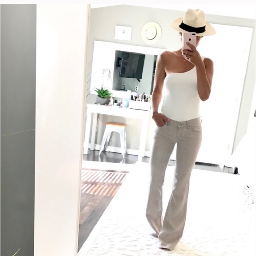 French connection low rise linen flare pants
